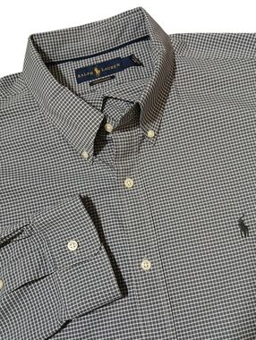 Polo Ralph Lauren Men XXL Performance Button Down Shirt Check Gray White L/S